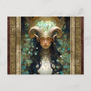 Cartão Postal Satyr Elf Woman Fantasy Art
