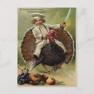 Cartão Postal Saudação Antiga de Ação de Graças