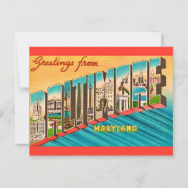 Cartão Postal Saudação Antiga de Baltimore MD