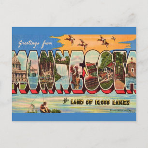 Cartão Postal Saudação Antiga para Minnesota 