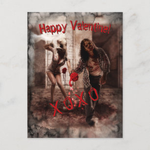 Cartão Postal Saudação ao Namorados Feliz Zombie