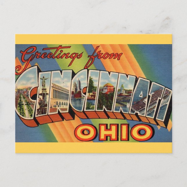 Cartão Postal Saudação Cincinnati Ohio (Frente)