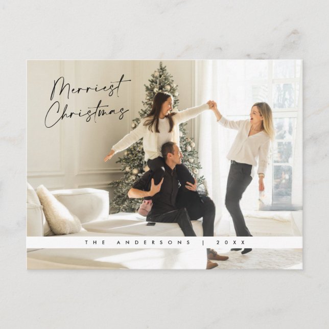 Cartão Postal Saudação Contemporânea de Natal, Foto da Família (Frente)