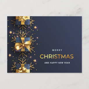 Cartão Postal Saudação corporativa ao Enfeites de natal azul