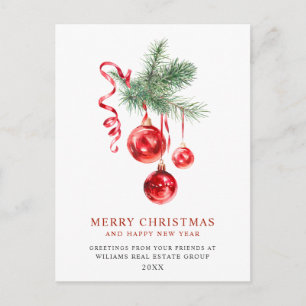 Cartão Postal Saudação corporativa ao Enfeites de natal elegante