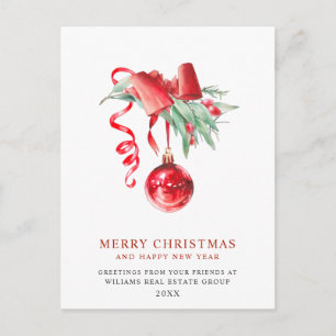 Cartão Postal Saudação corporativa ao Enfeites de natal elegante