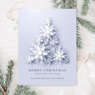 Cartão Postal Saudação Corporativa de Árvore de Natal em Flocos