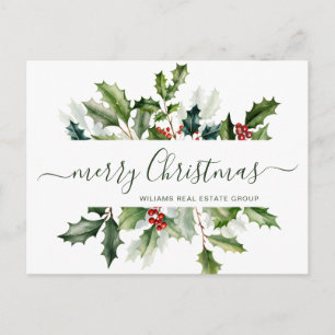 Cartão Postal Saudação Corporativa de Natal Mistletoy Holiday