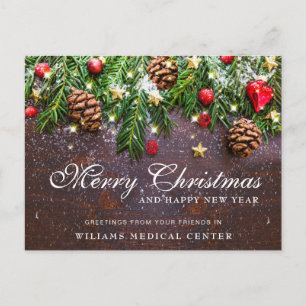 Cartão Postal Saudação corporativa de Natal Pine Cones