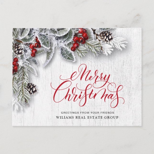 Cartão Postal Saudação corporativa de Natal Pine Cones (Frente)