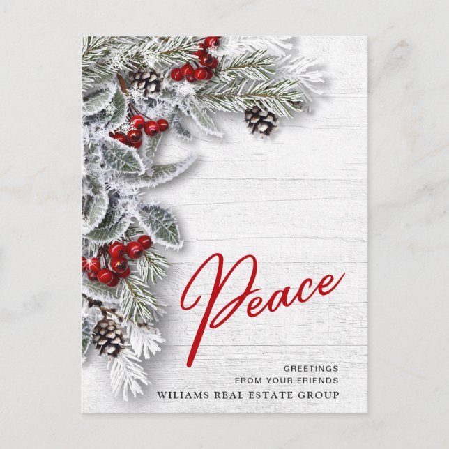 Cartão Postal Saudação corporativa de Natal Pine Cones (Frente)