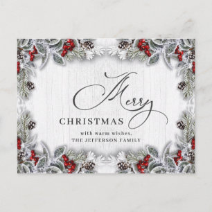 Cartão Postal Saudação corporativa de Natal Pine Cones