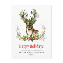 Saudação corporativa do Natal Wreath Deer Holiday