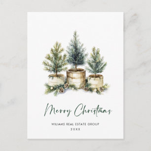 Cartão Postal Saudação da Companhia de Natal Elegante Pine Tree