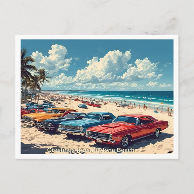 Cartão Postal Saudação da praia de Daytona, Ilustração dos anos  (Frente)