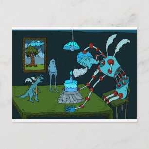 Cartão Postal Saudação de aniversário azul