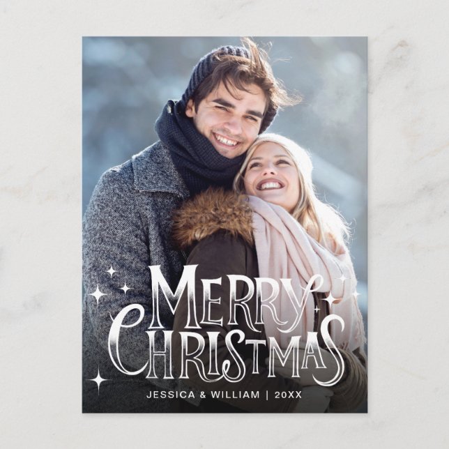 Cartão Postal Saudação de Foto de Natal Moderno (Frente)