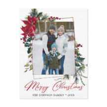 Saudação de Foto do Quadro de Poinsettia de Natal 