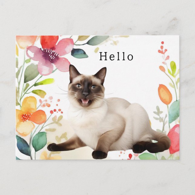 Cartão Postal Saudação de Gato Siames  (Frente)