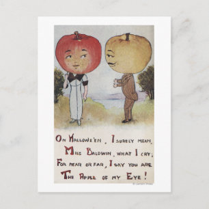 Cartão Postal Saudação de Halloween Cabeças Apple