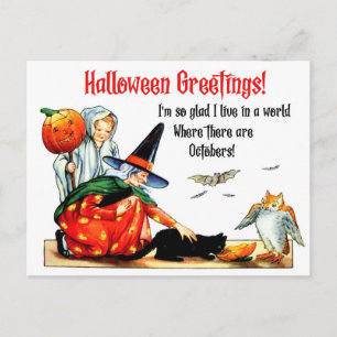 Cartão Postal Saudação de Halloween com uma citação inspirad