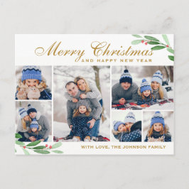 Cartão Postal Saudação de Holly Berry 6 PHOTO Collage