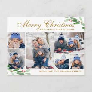 Cartão Postal Saudação de Holly Berry 6 PHOTO Collage