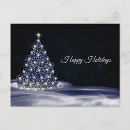 Cartão Postal Saudação de Natal Árvore Brilhante Azul Inverno Az
