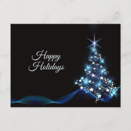 Cartão Postal Saudação de Natal Árvore Brilhante Azul Preta Eleg