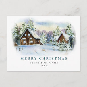 Cartão Postal Saudação de Natal de Pinho Elegante Minimalista