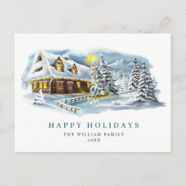 Cartão Postal Saudação de Natal de Pinho Elegante Minimalista