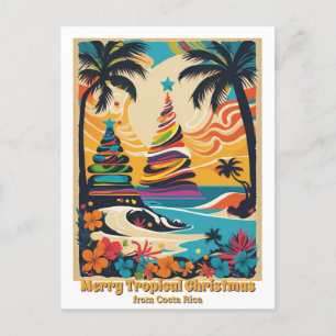 Cartão Postal Saudação de Natal de praia tropical Costa Rica