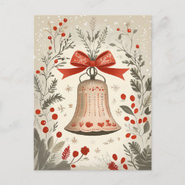 Cartão Postal Saudação de Natal Festivo Bell