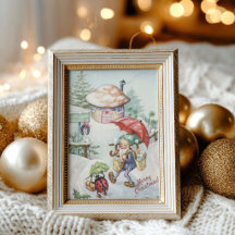 Saudação de Natal Gnome Retro Vintage & Joaninha