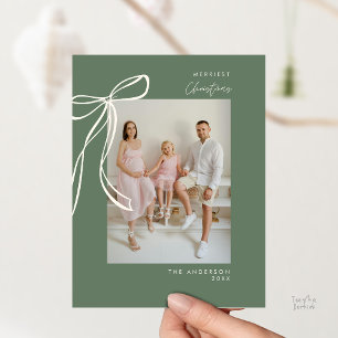 Cartão Postal Saudação de Natal para a Família Verde Moderno