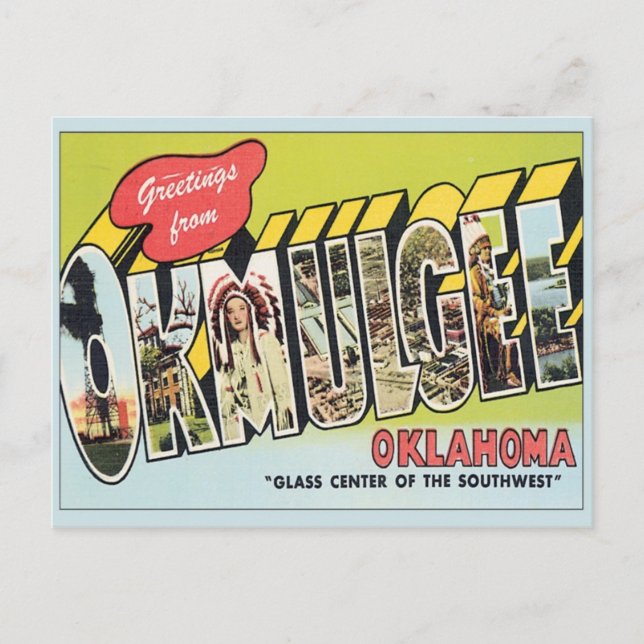 Cartão Postal Saudação De Okmulgee Oklahoma (Frente)