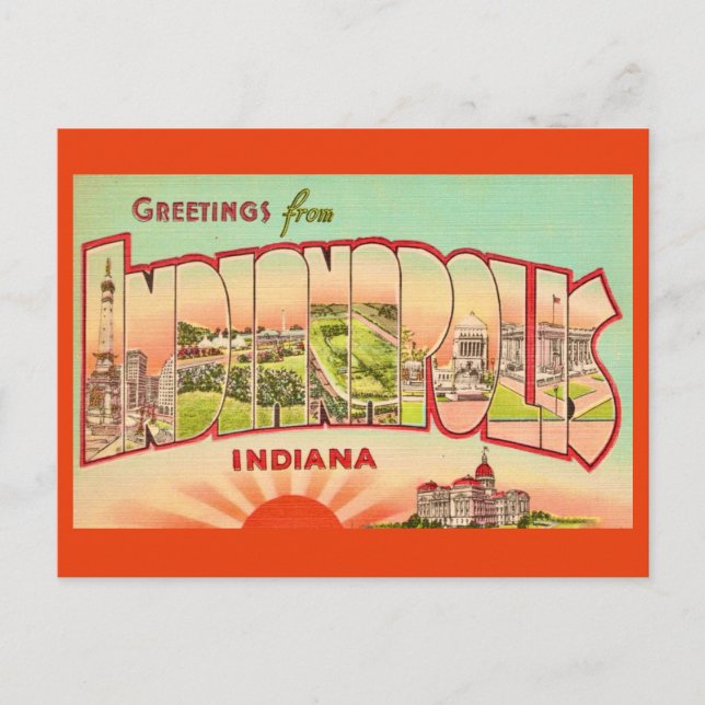 Cartão Postal Saudação de Postal Antigo de Indianapolis (Frente)