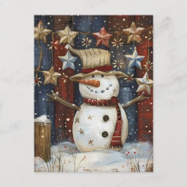 Cartão Postal Saudação Festiva de Natal com Snowman