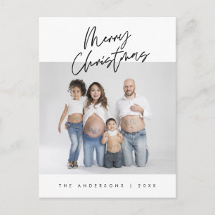 Cartão Postal Saudação Moderna, Feliz Foto da Família de Natal