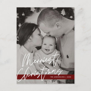 Cartão Postal Saudação Moderna, Feliz Foto da Família de Natal