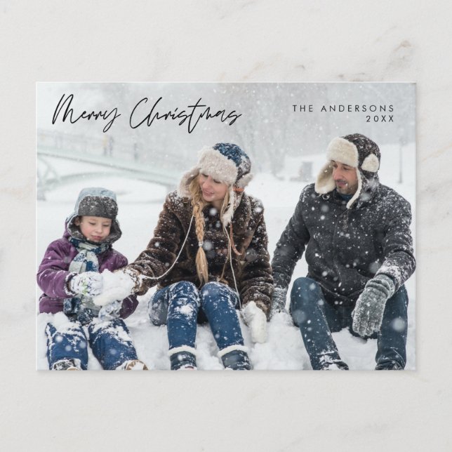 Cartão Postal Saudação Moderna, Feliz Posto de Fotos da Família  (Frente)