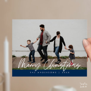 Cartão Postal Saudação Moderna, Foto de Natal da Família Pos