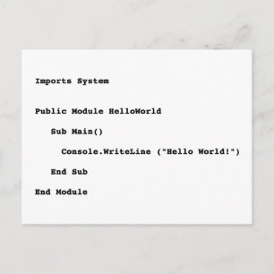Cartão Postal Saudação Mundial do Visual Basic Hello