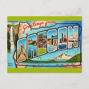 Cartão Postal Saudação Oregon Vintage