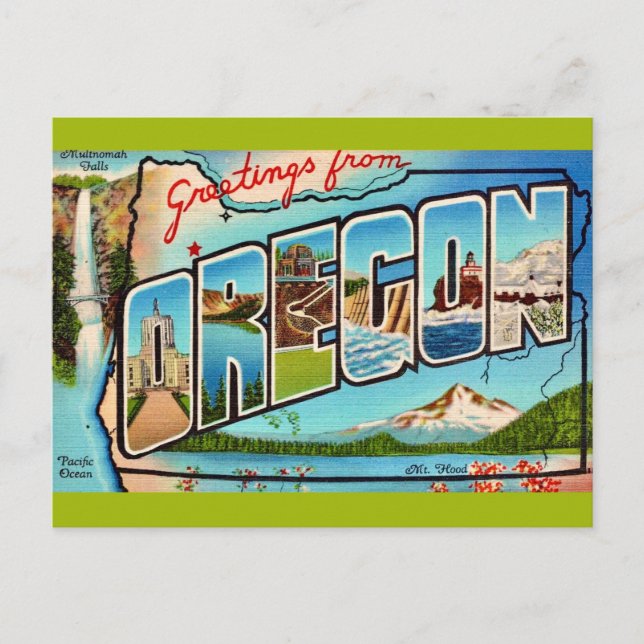 Cartão Postal Saudação Oregon Vintage (Frente)