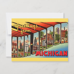 Cartão Postal Saudação Retro Ann Arbor Michigan