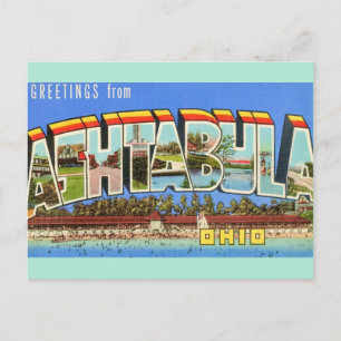 Cartão Postal Saudação Retro Ashtabula Ohio 