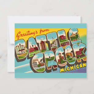 Cartão Postal Saudação Retro Battle Creek Michigan