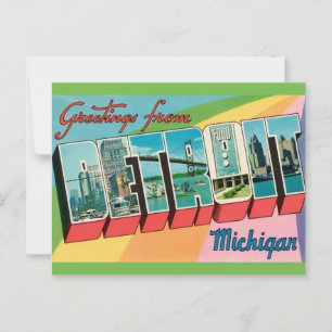 Cartão Postal Saudação Retro Detroit Michigan