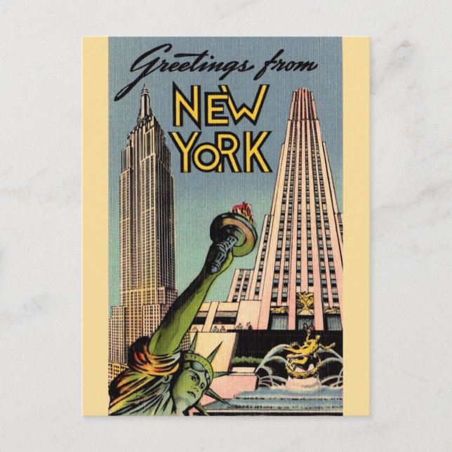 Cartão Postal Saudação Retro Nova York (Frente)